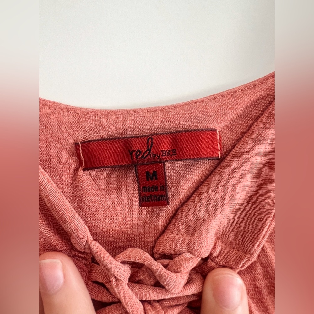 BKE Ruched Lace Up Tank Top Medium Dusty Rose Fitted Y2K - Picture 4 of 5